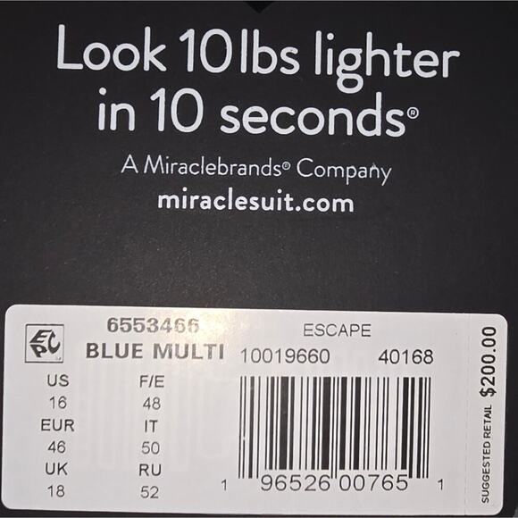 Miraclesuit Platinum Print Escape One Piece‎ Swimsuit Blue and White Size 16 New - Picture 6 of 9